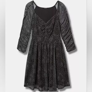 Torrid Black and White Polka Dot Long Sleeve Dress